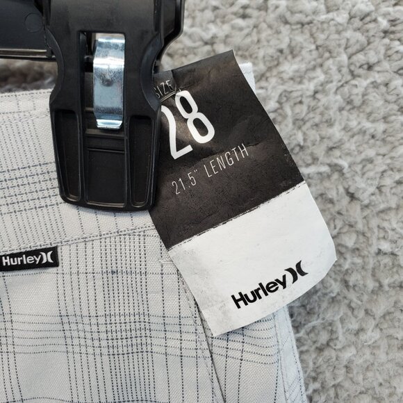 Hurley Mens Shorts Light Gray 28 Check Pattern Granada Length 21.5” Casu… - Picture 3 of 10